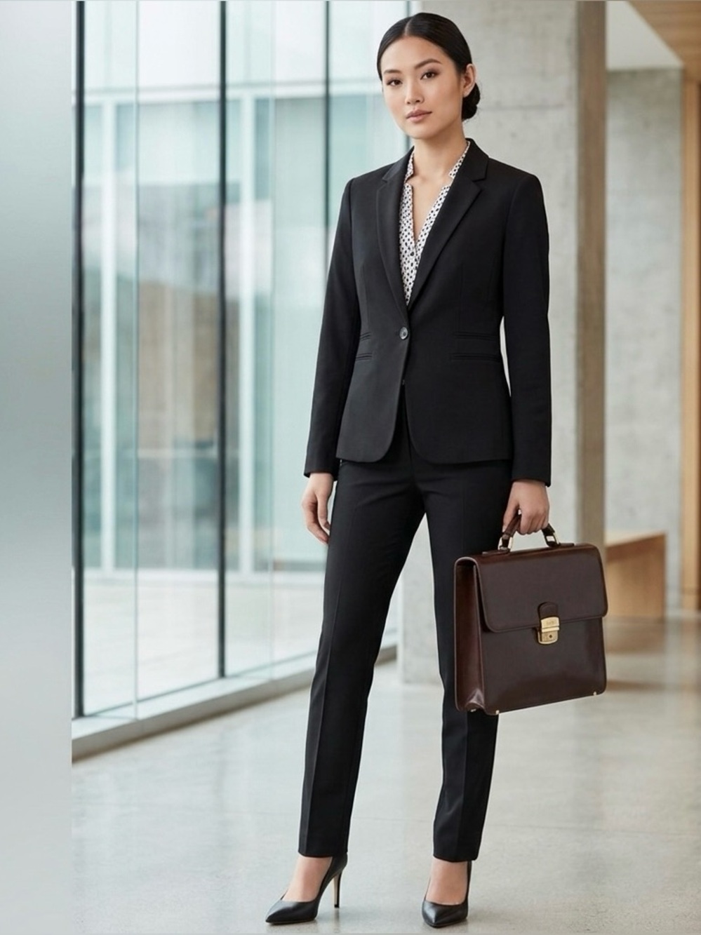 Professional Express BLACK PANT SUIT  + Garment Cover Black & Slacks